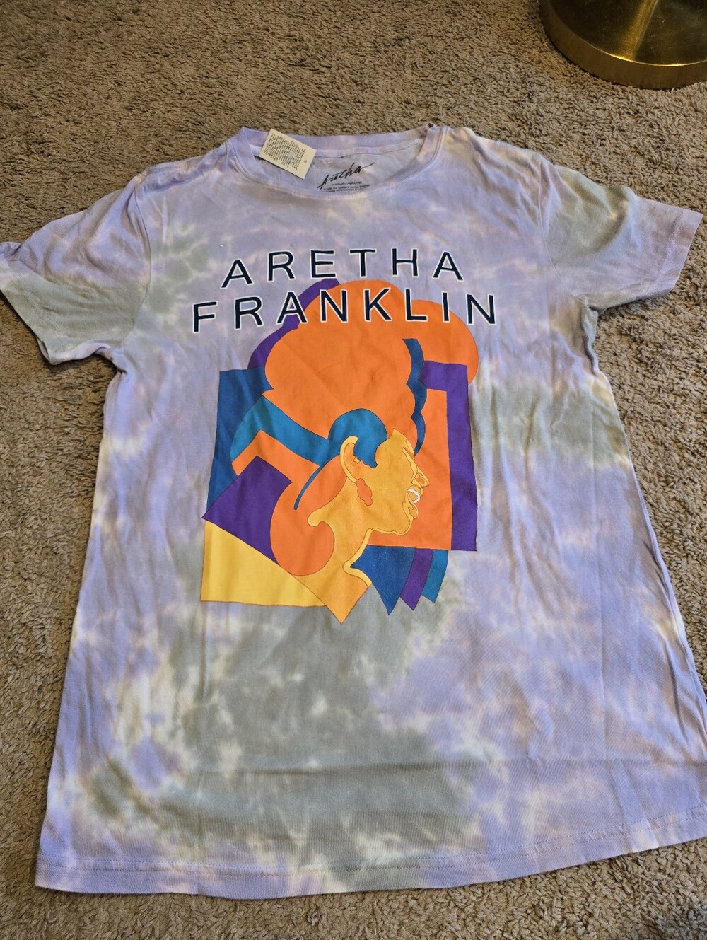 Aretha Franklin Medium Unisex T-Shirt: Milton Graphic Purple Green Tie Dye New